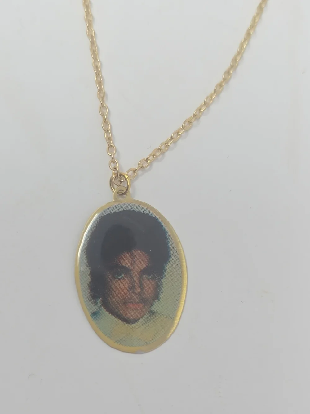 Gold-Tone Oval Portrait Pendant Necklace - Gold
